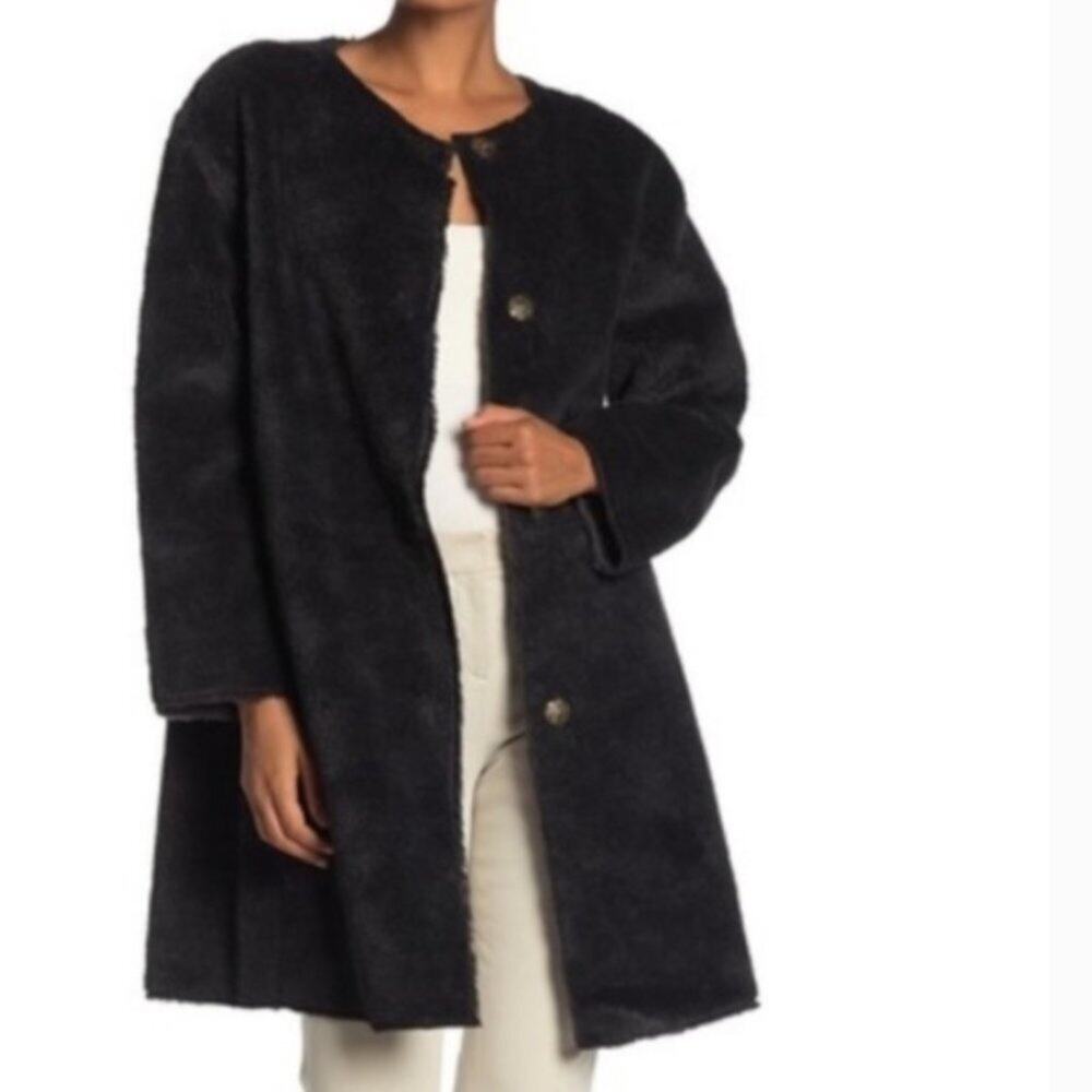 T Tahari faux fur coat dark kohl size Medium NWT